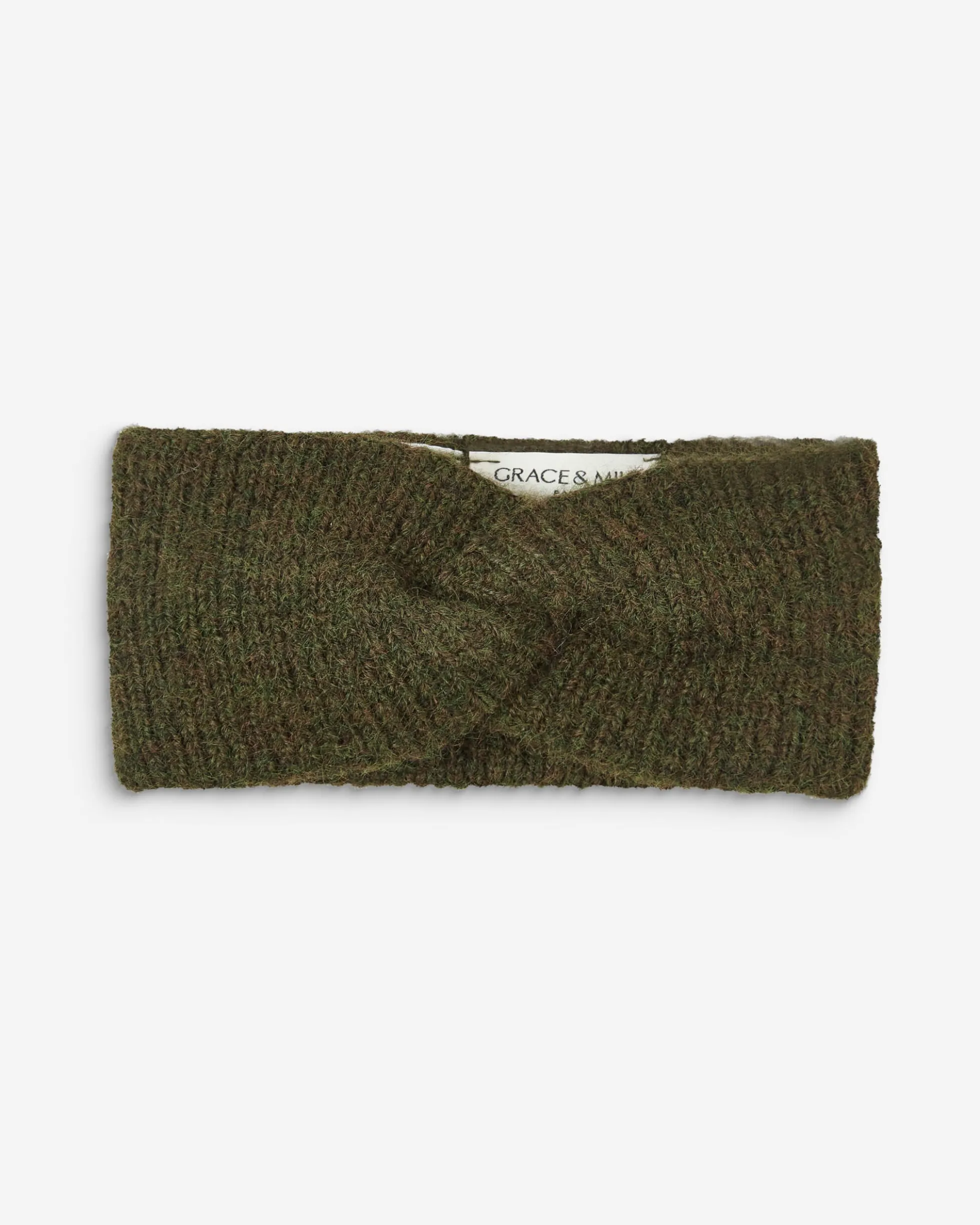Bandeau croisé en maille kaki Auden