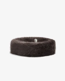 Bandeau en fausse fourrure douce chocolat Bambi