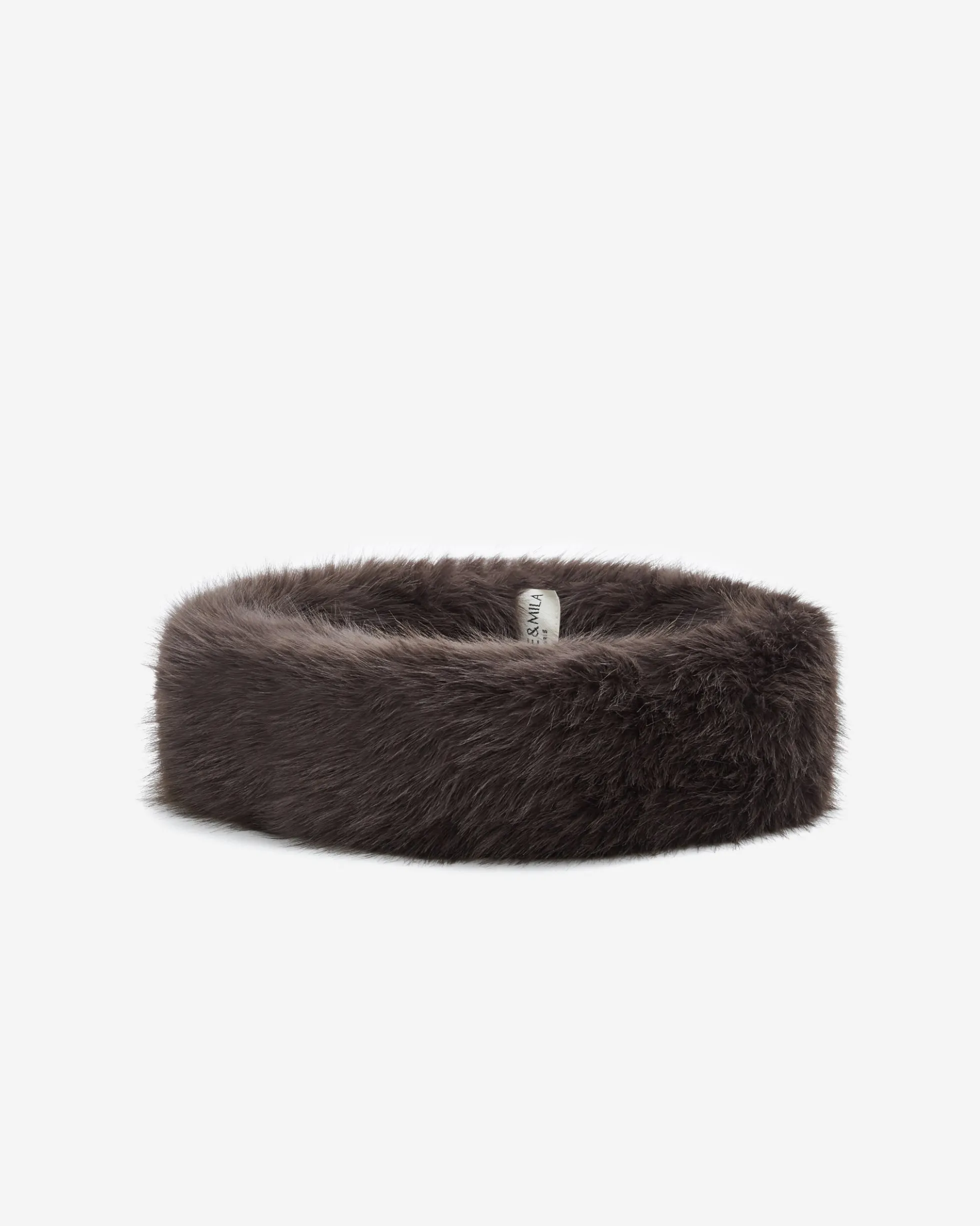 Bandeau en fausse fourrure douce chocolat Bambi