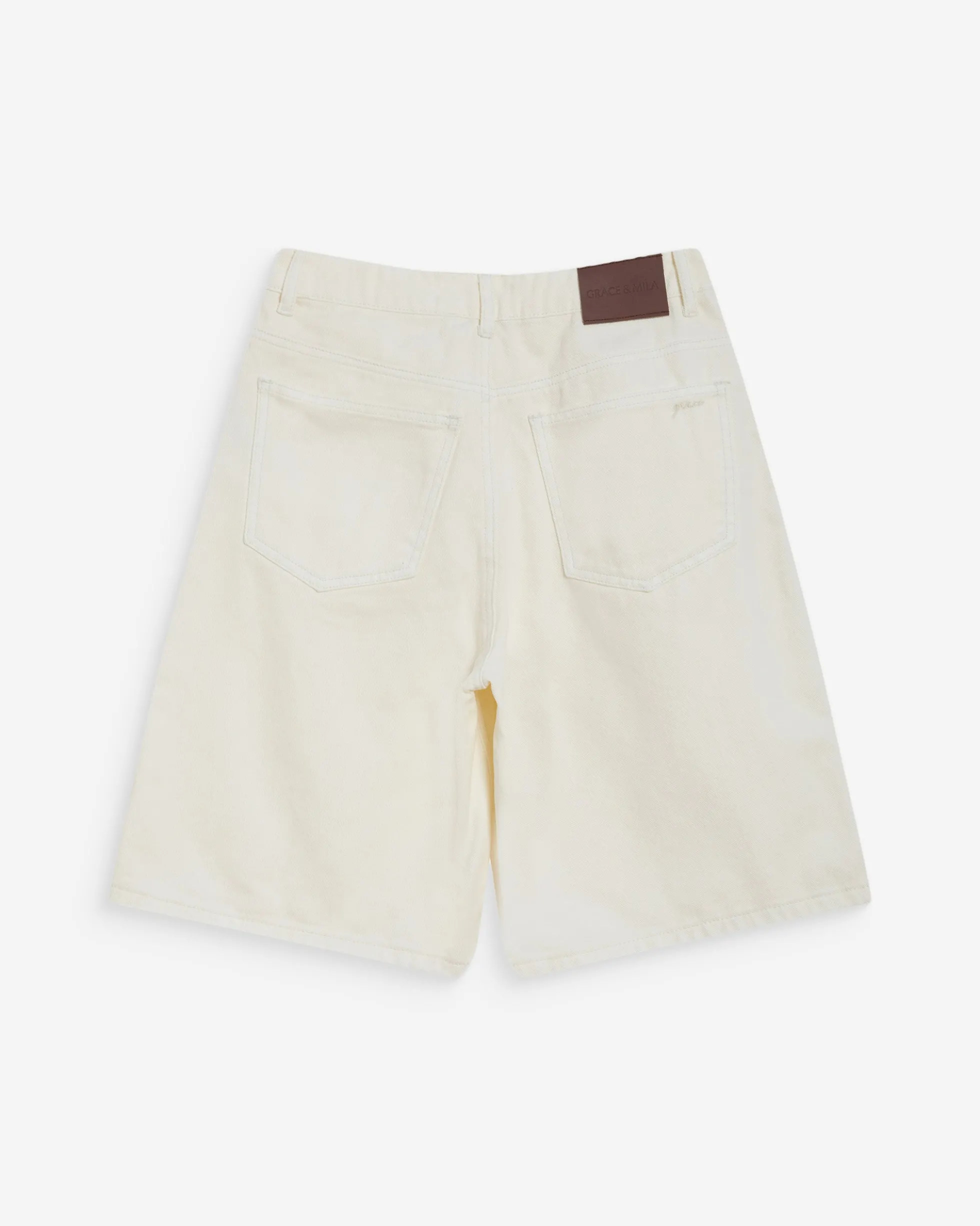 Bermuda long en jean taille haute ecru Will