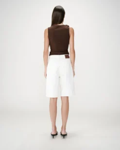 Bermuda long en jean taille haute ecru Will