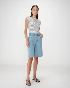 Bermuda long en jean taille haute skyblue Will