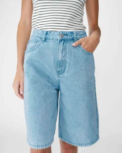 Bermuda long en jean taille haute skyblue Will