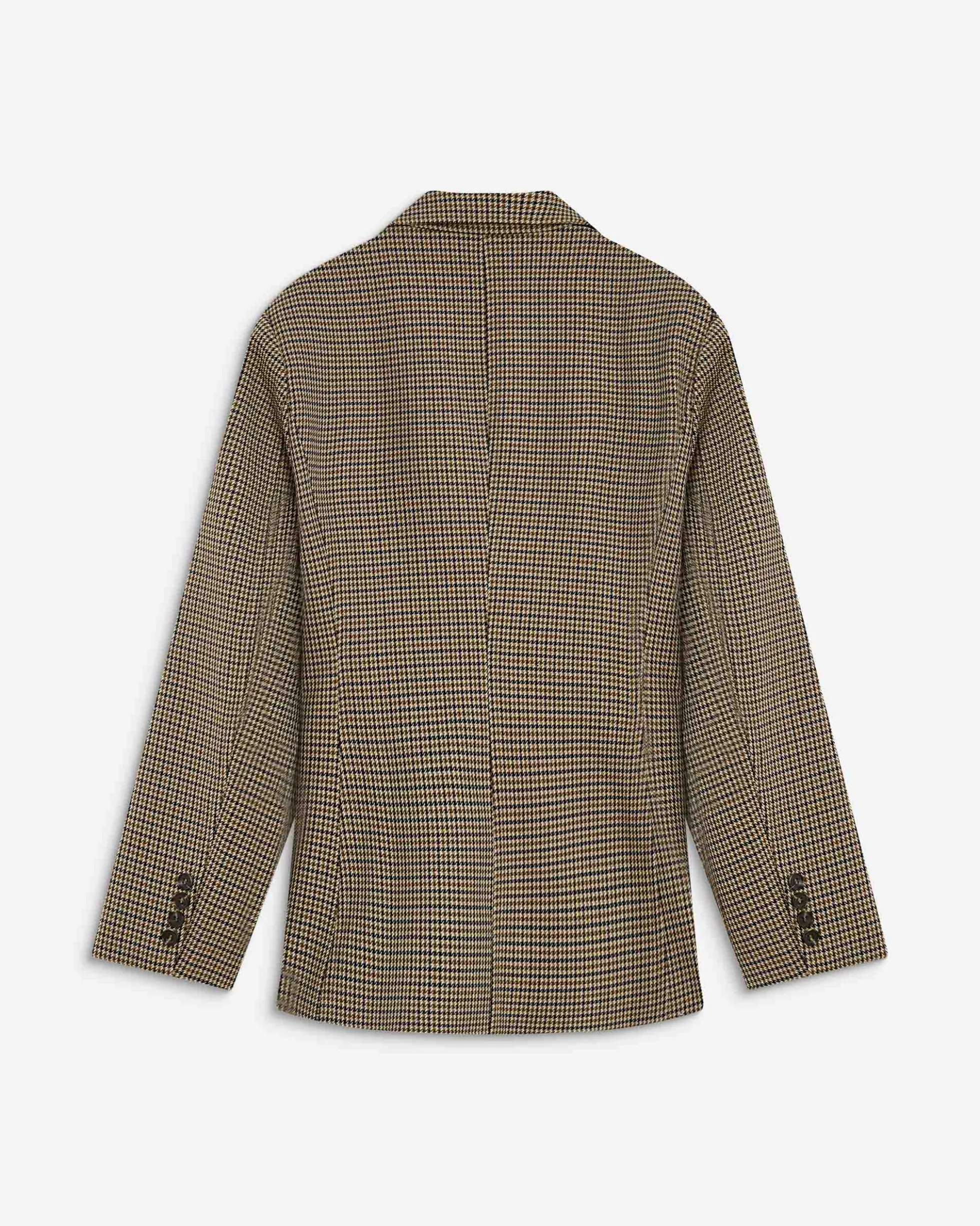 Blazer cintré croisé pied-de-poule beige Almond