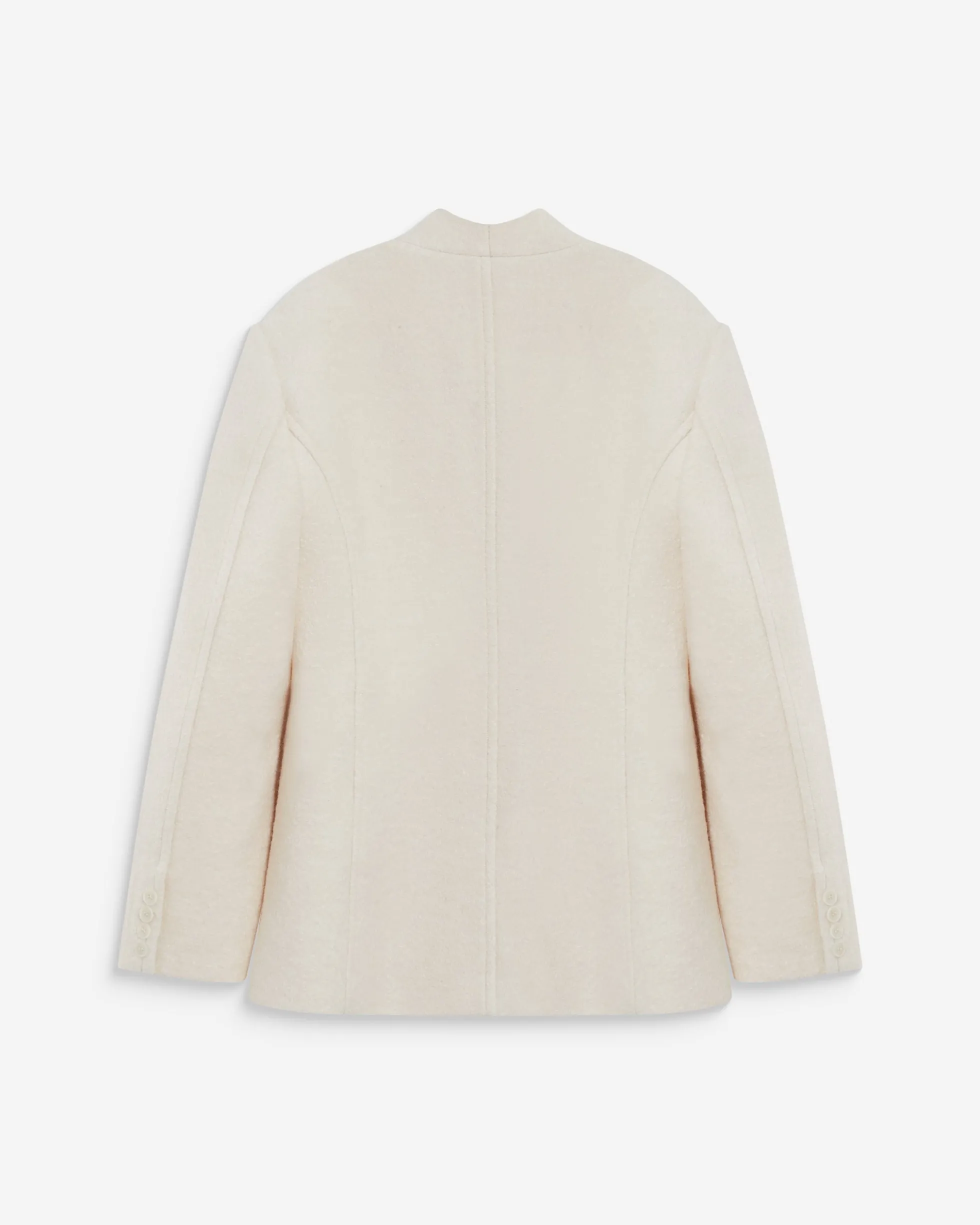 Blazer croisé en laine mélangée sans revers ecru Berlin