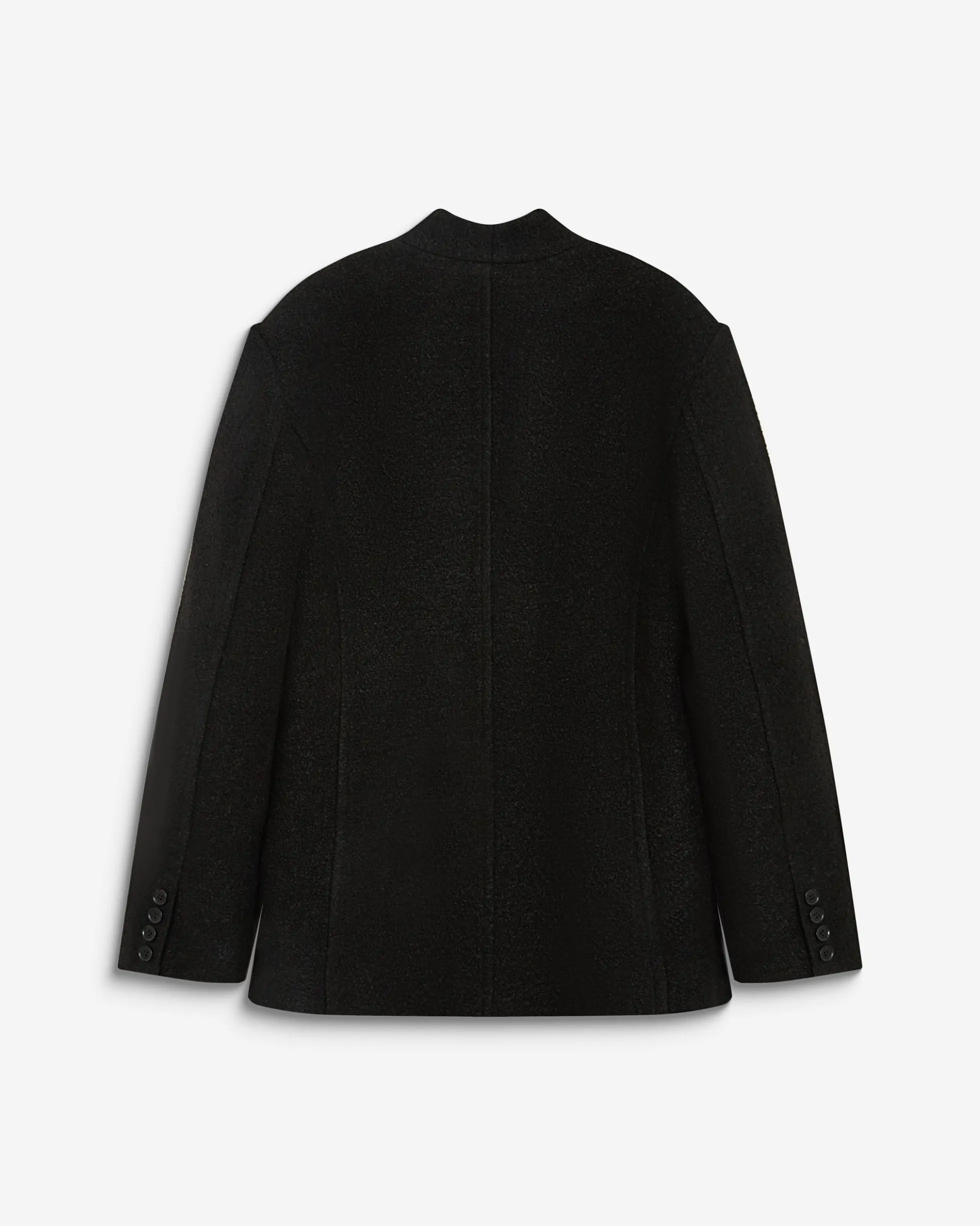 Blazer croisé en laine mélangée sans revers noir Berlin