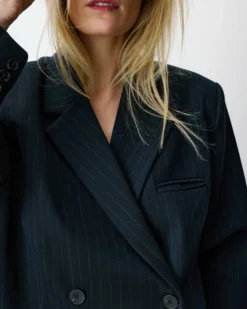 Blazer croisé à rayures marine Auguste