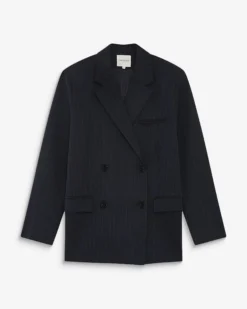 Blazer croisé à rayures marine Auguste