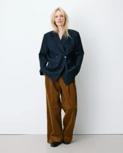 Blazer croisé à rayures marine Auguste