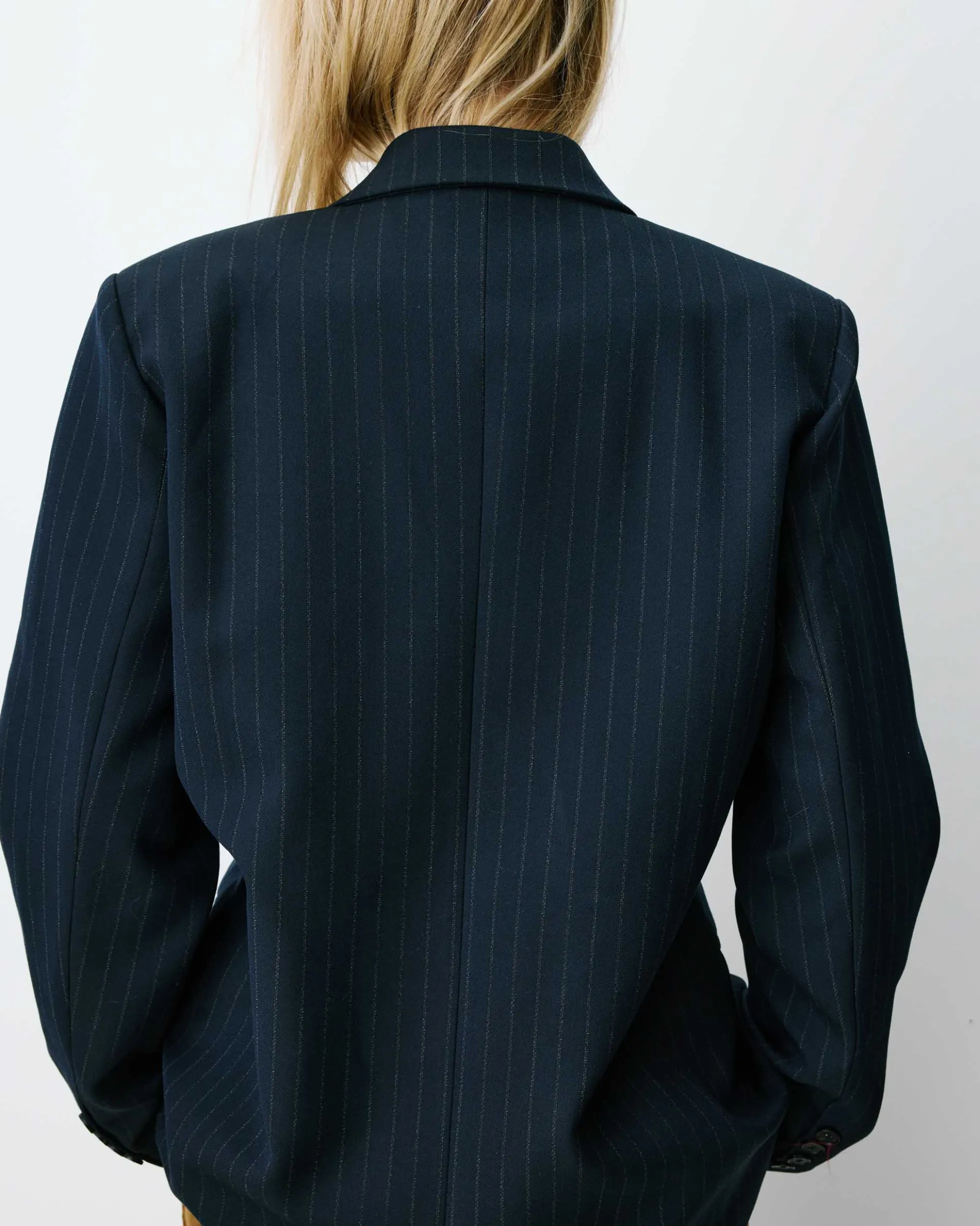 Blazer croisé à rayures marine Auguste
