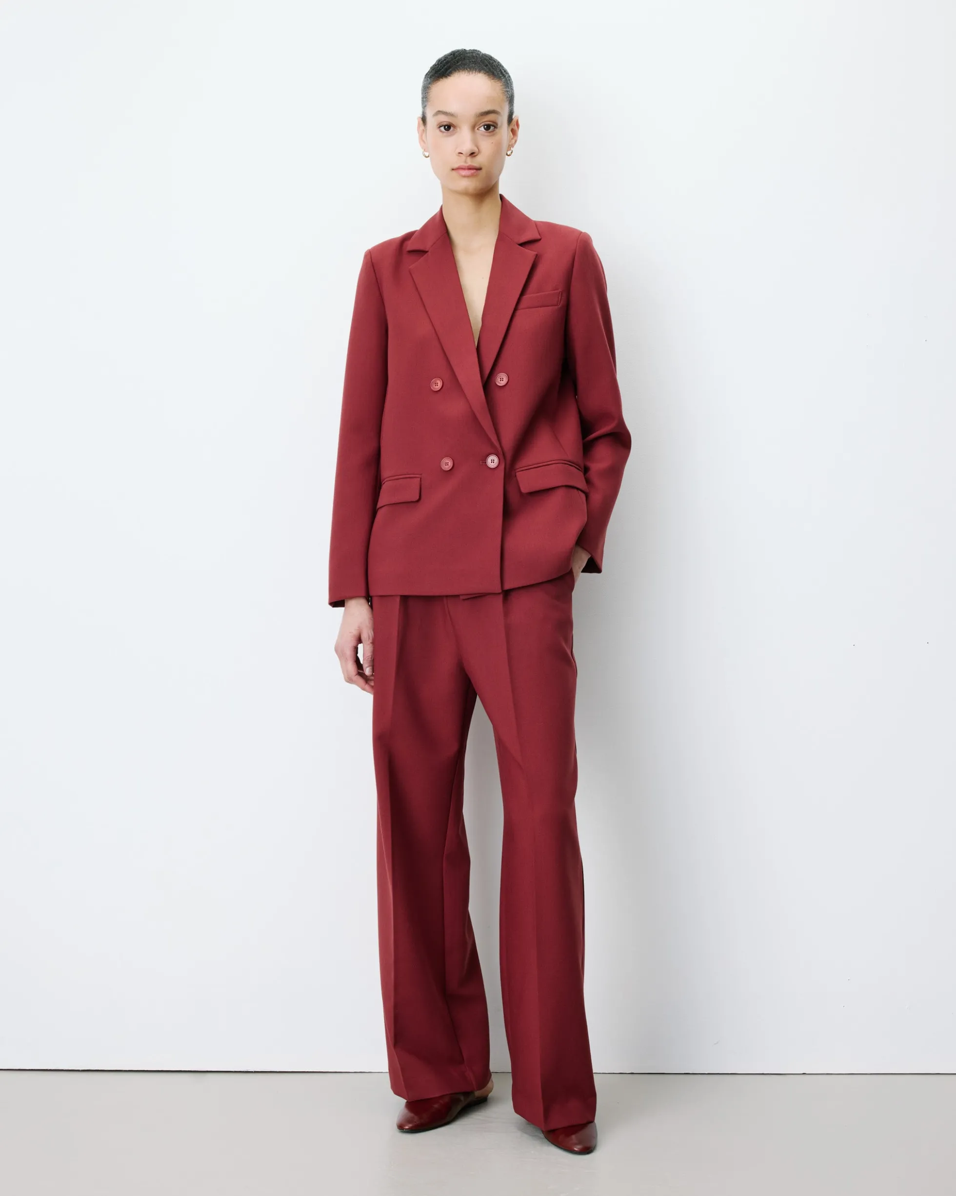 Blazer droit à boutonnage croisé terracotta Noix