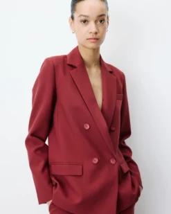 Blazer droit à boutonnage croisé terracotta Noix