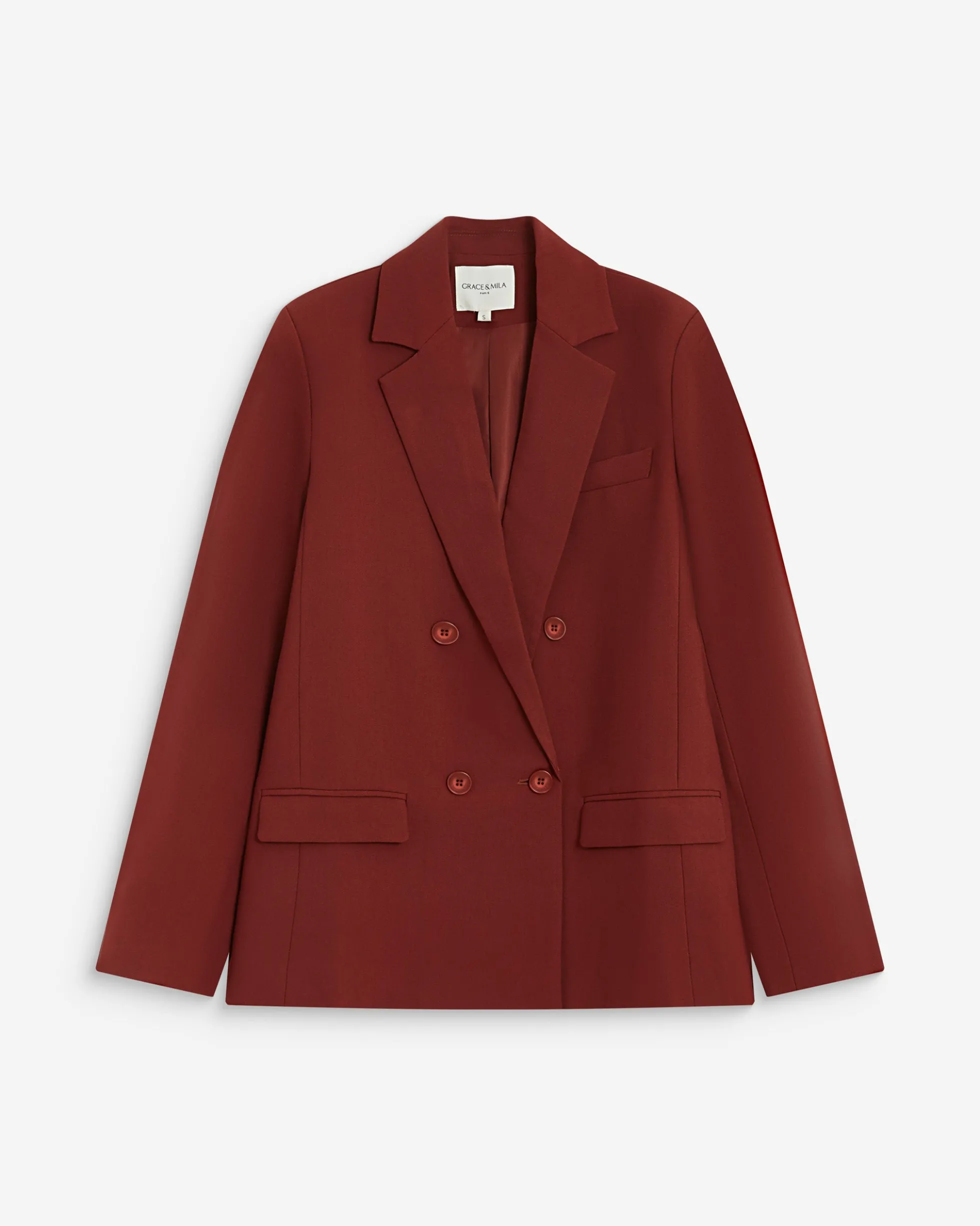 Blazer droit à boutonnage croisé terracotta Noix