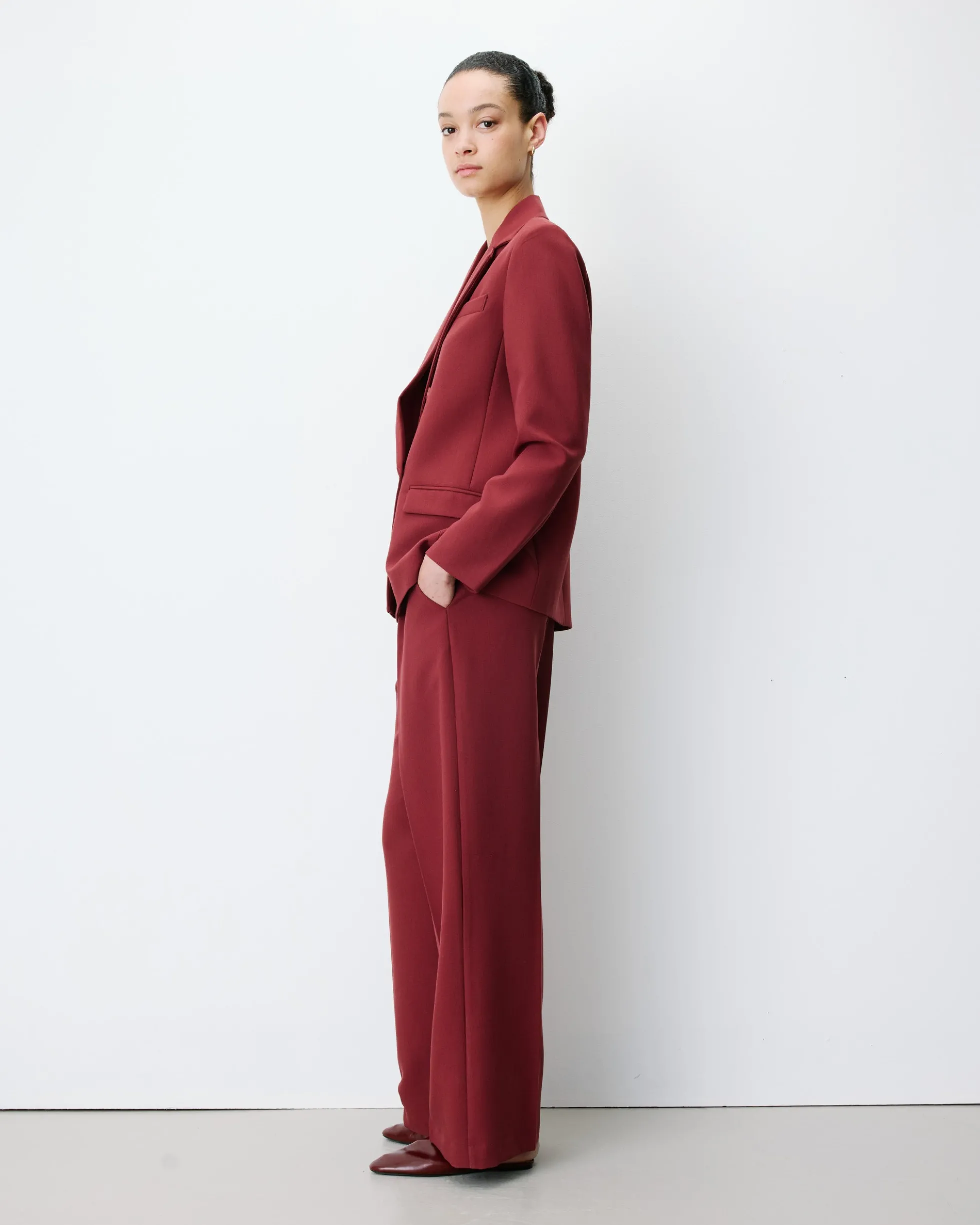 Blazer droit à boutonnage croisé terracotta Noix