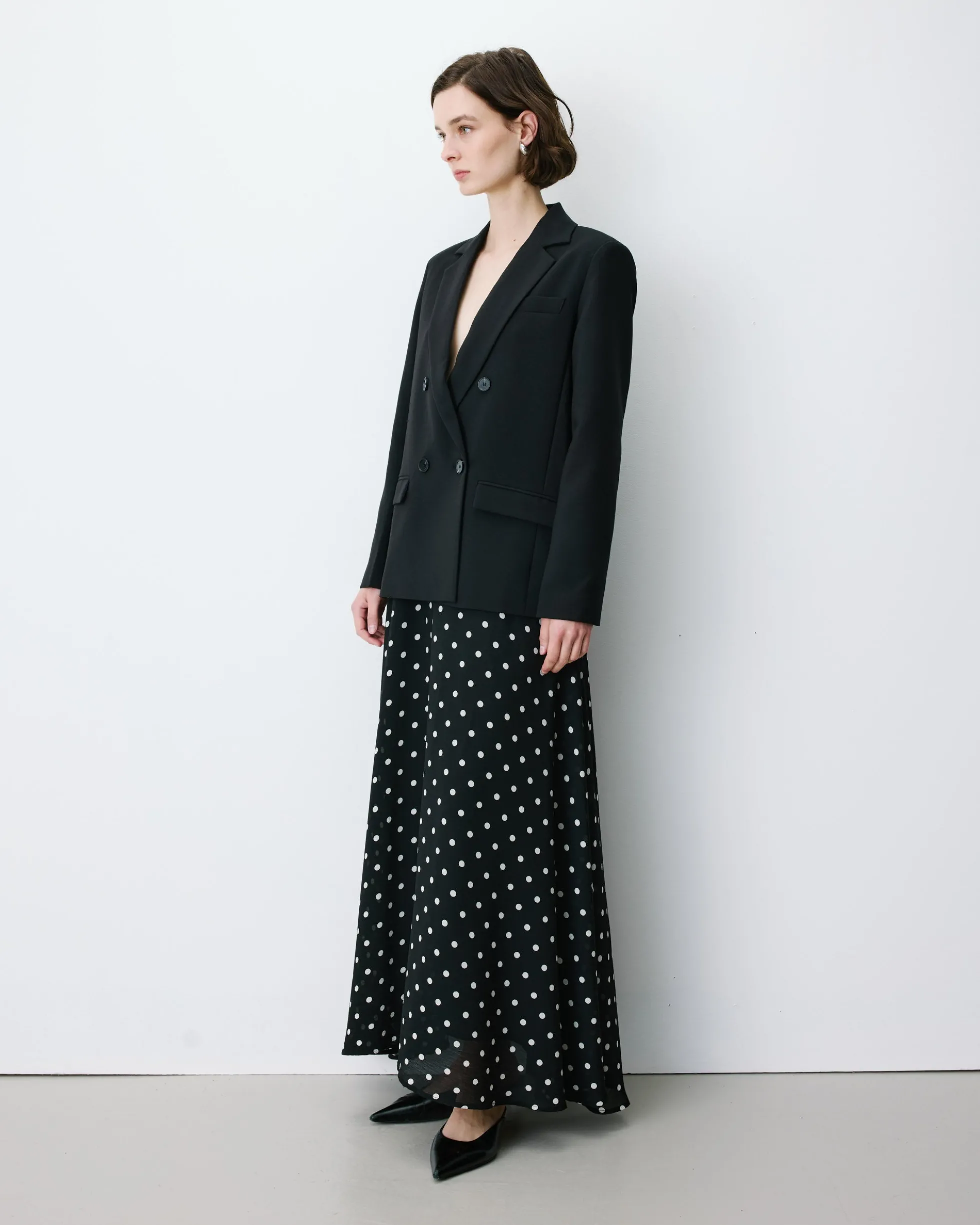 Blazer droit à boutonnage croisé noir Noix