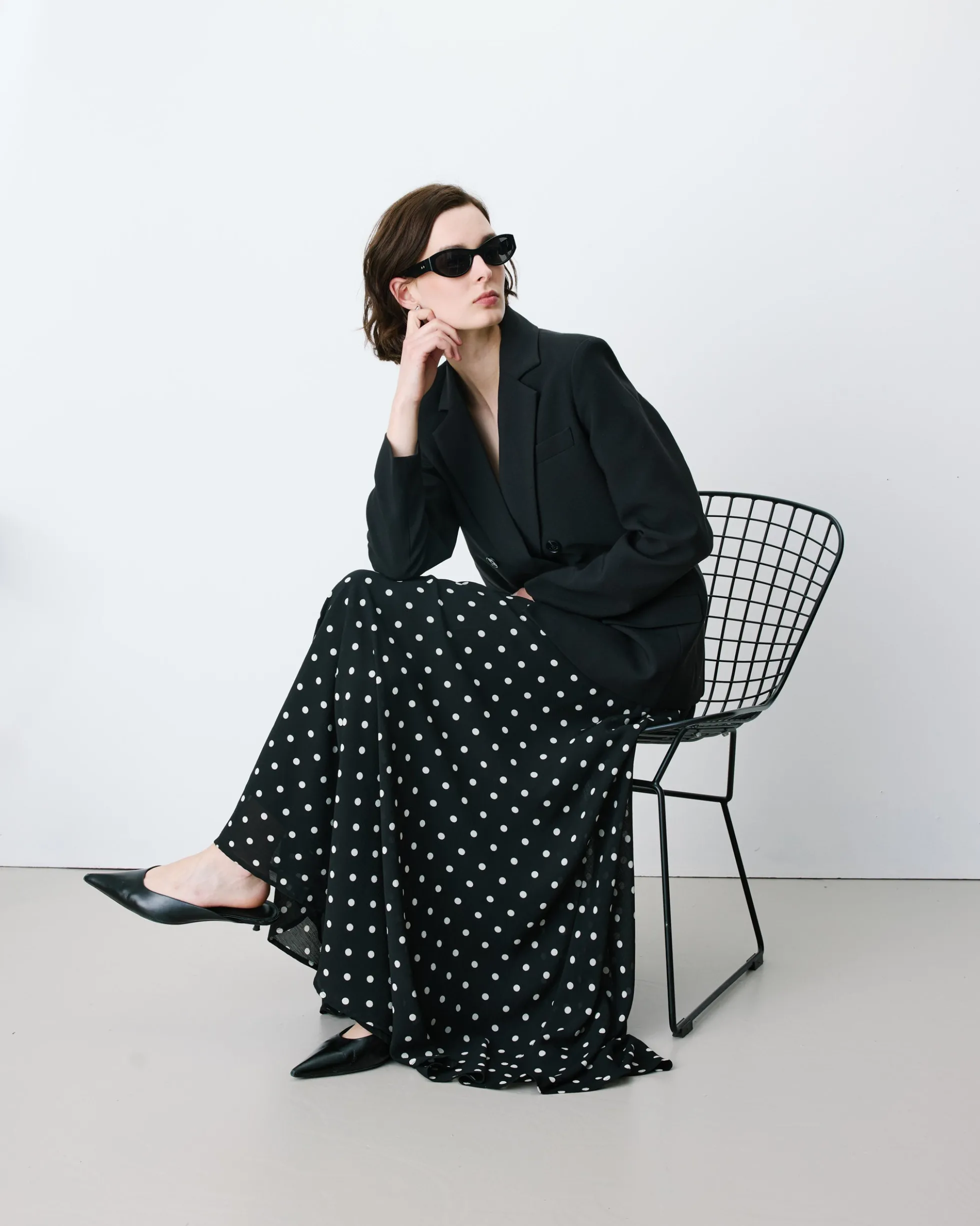 Blazer droit à boutonnage croisé noir Noix