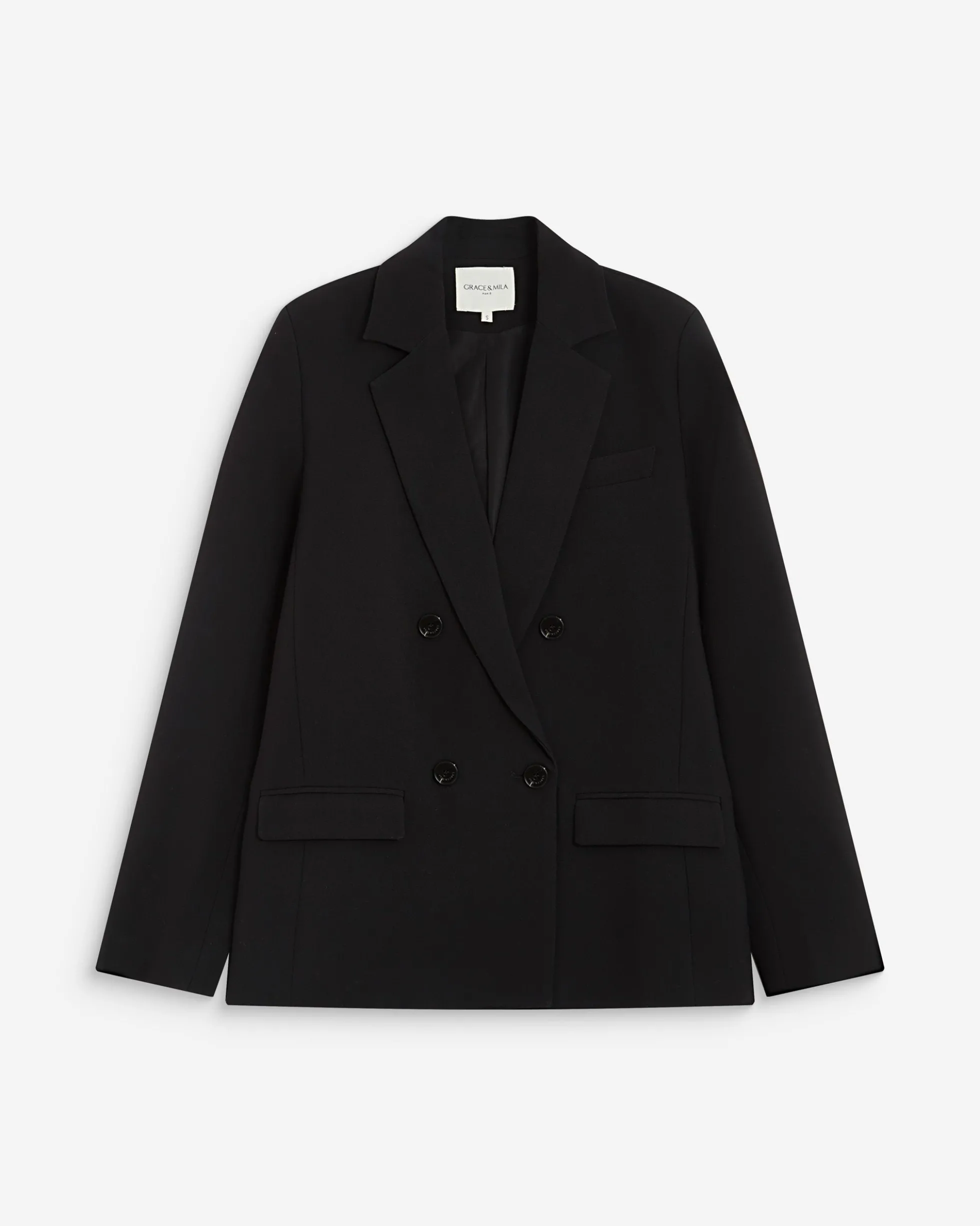 Blazer droit à boutonnage croisé noir Noix