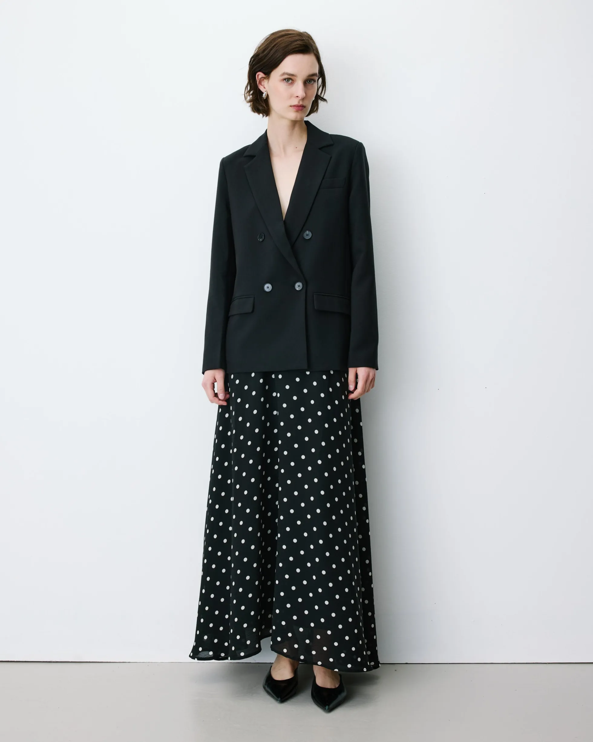 Blazer droit à boutonnage croisé noir Noix