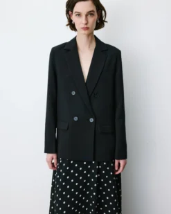 Blazer droit à boutonnage croisé noir Noix