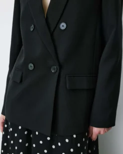 Blazer droit à boutonnage croisé noir Noix
