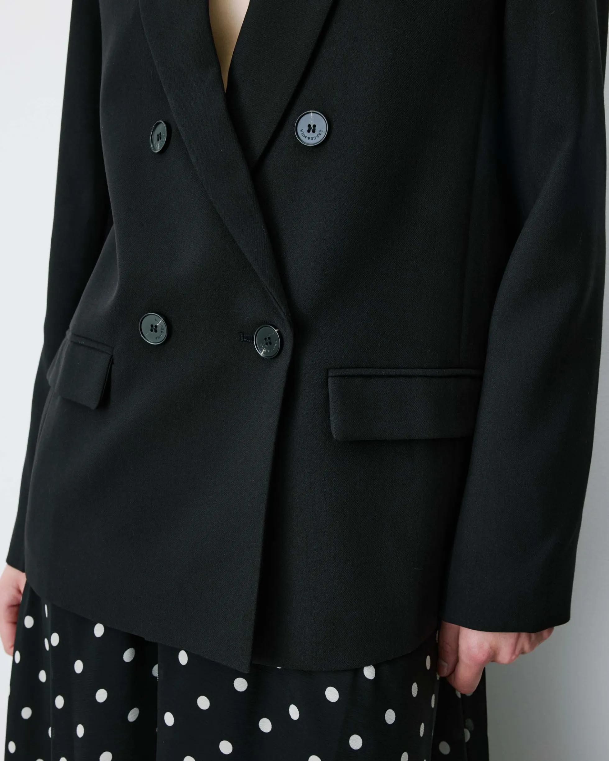 Blazer droit à boutonnage croisé noir Noix