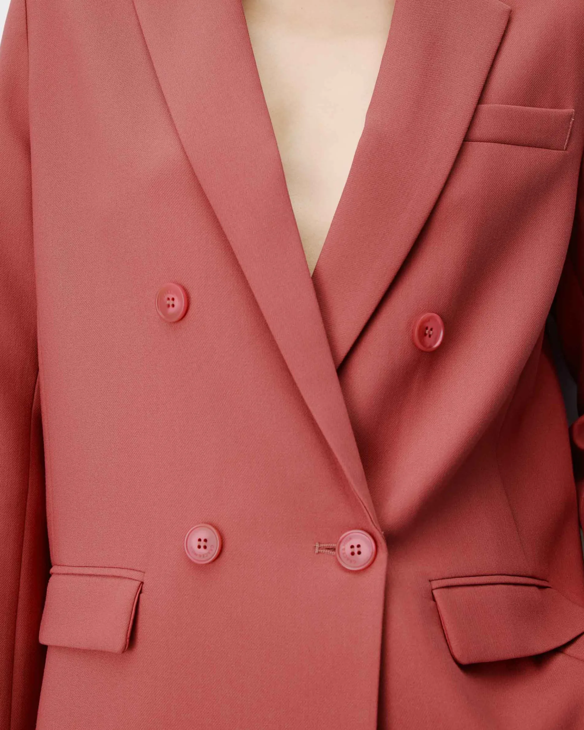 Blazer droit à boutonnage croisé blush Noix