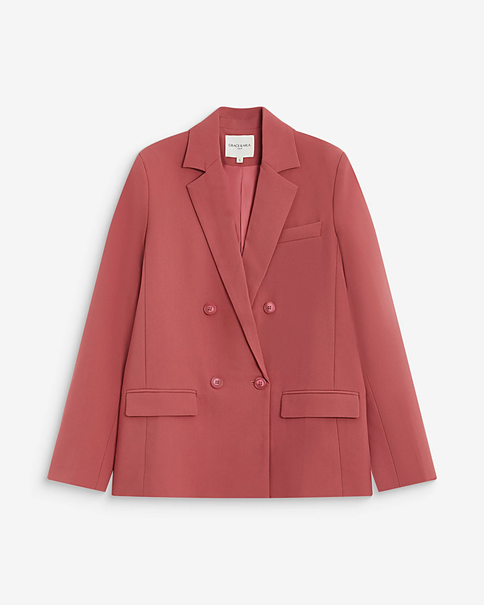 Blazer droit à boutonnage croisé blush Noix