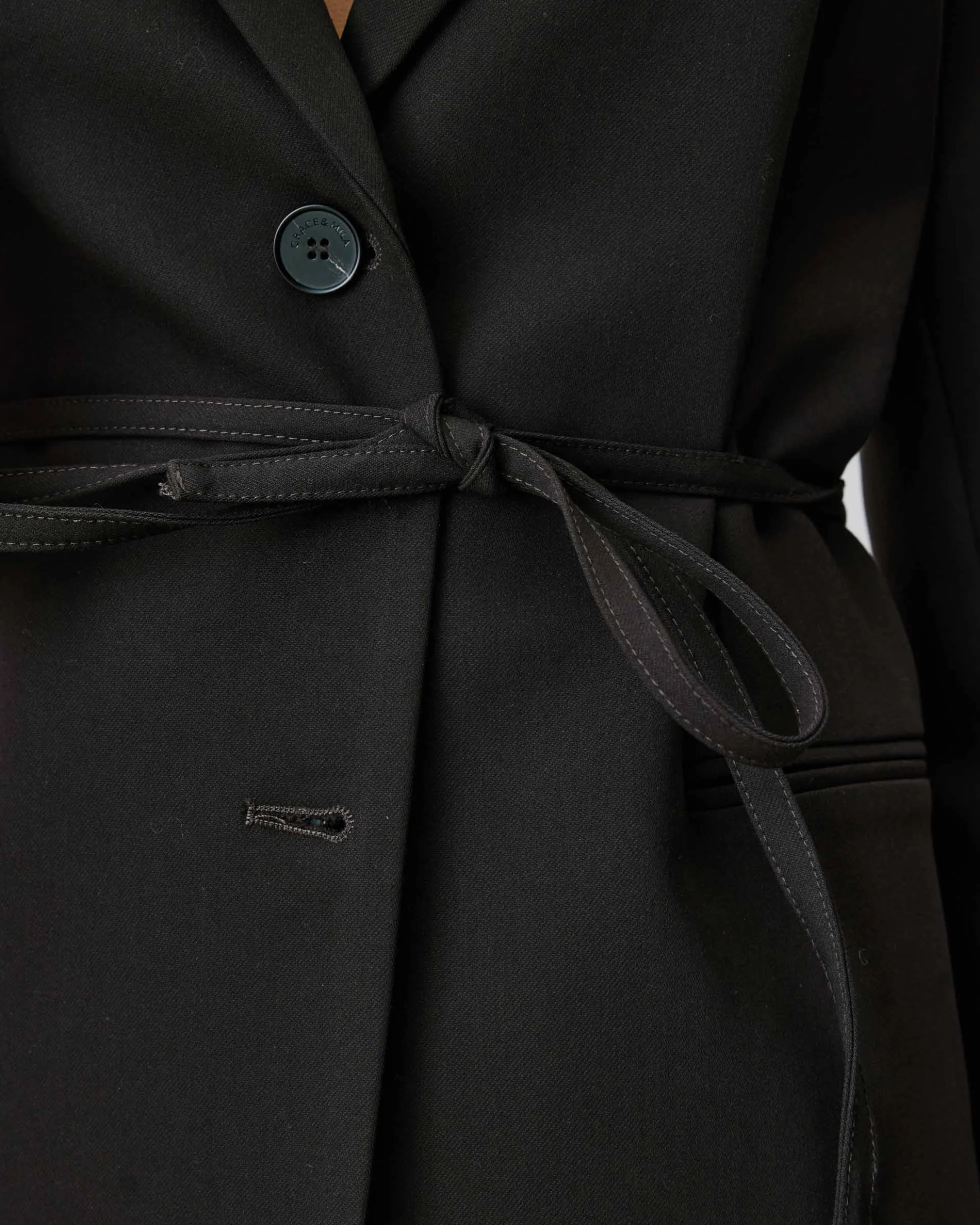 Blazer droit cintré à la taille chocolat Acario