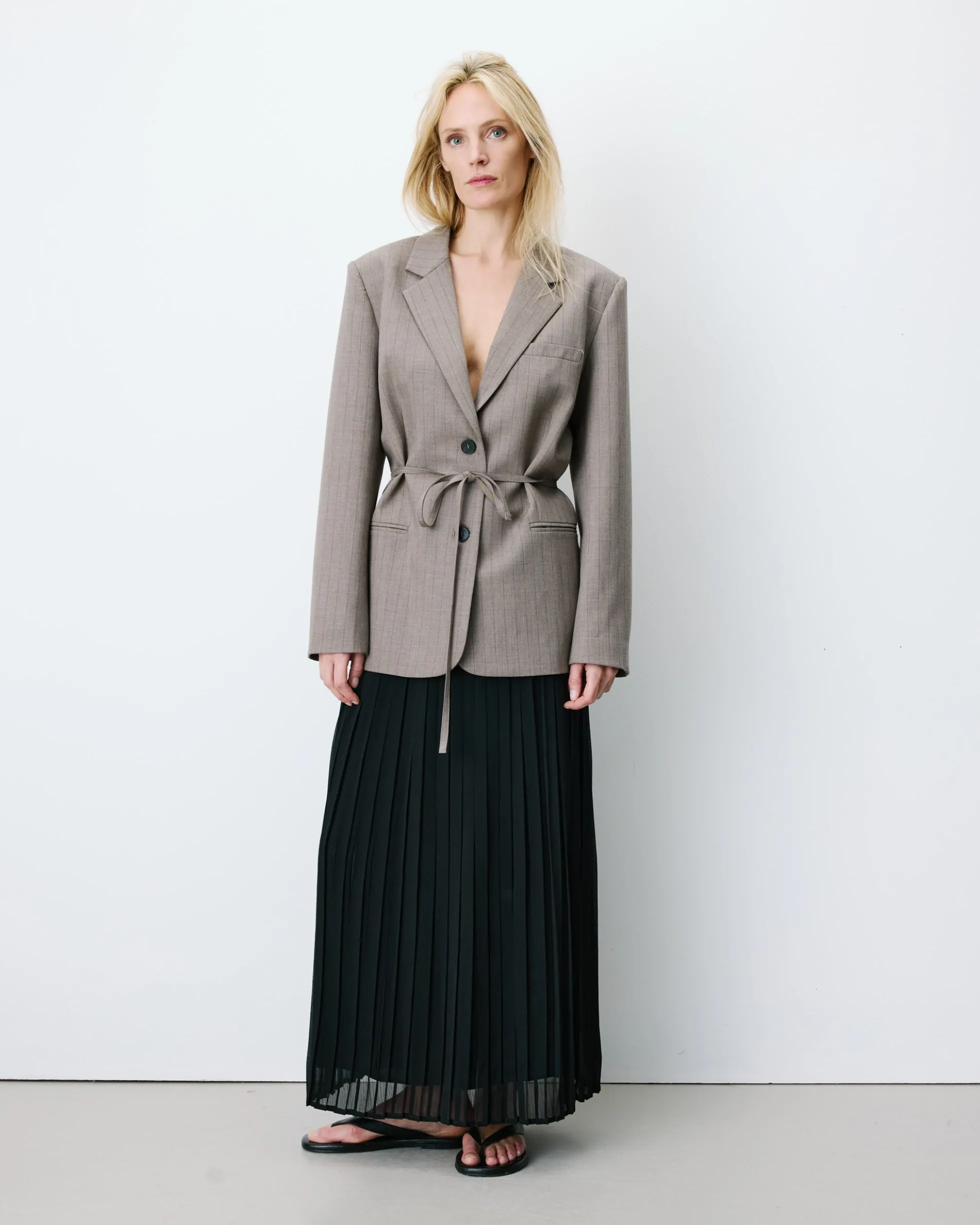 Blazer droit rayé cintré à la taille rayure Acario