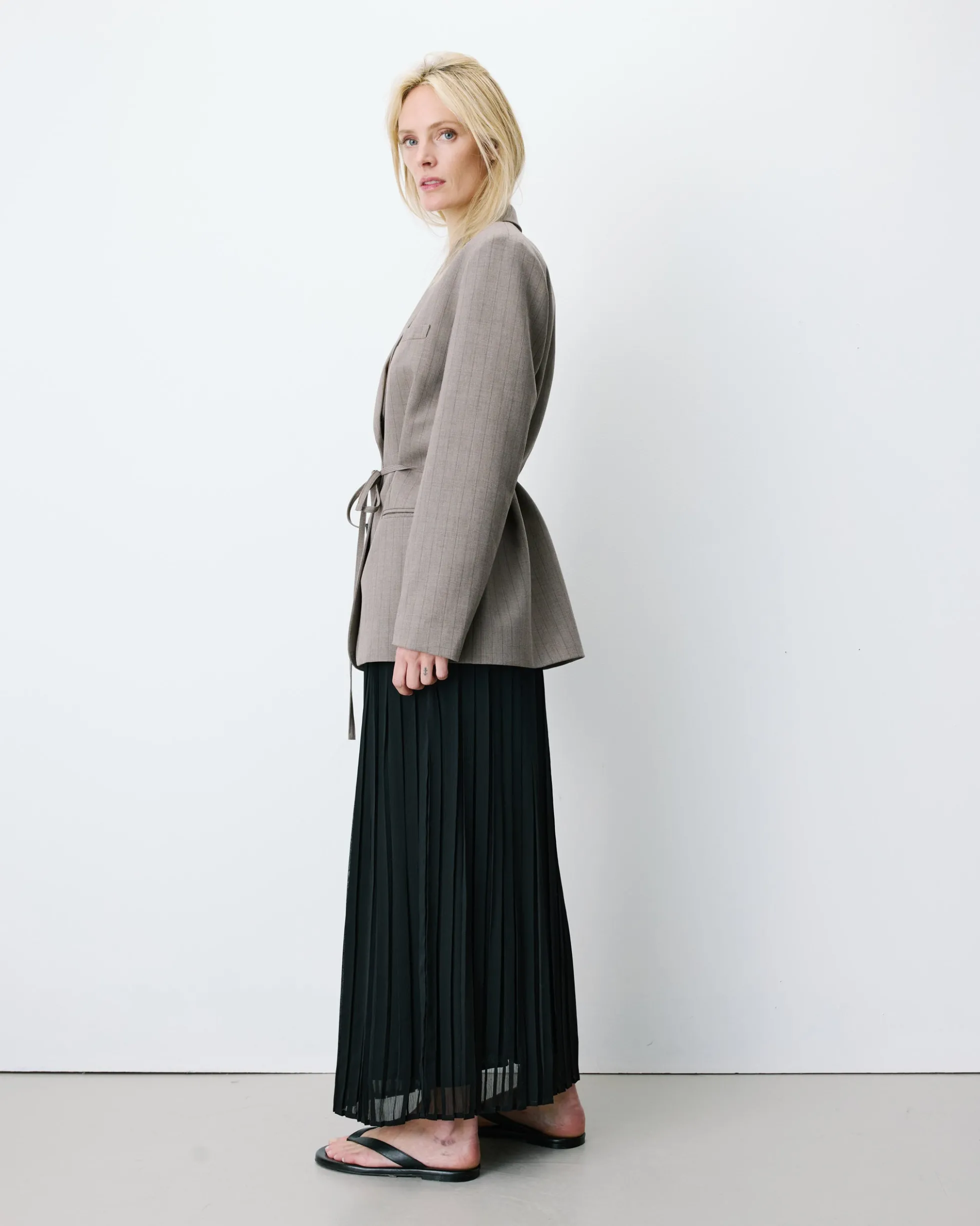 Blazer droit rayé cintré à la taille rayure Acario