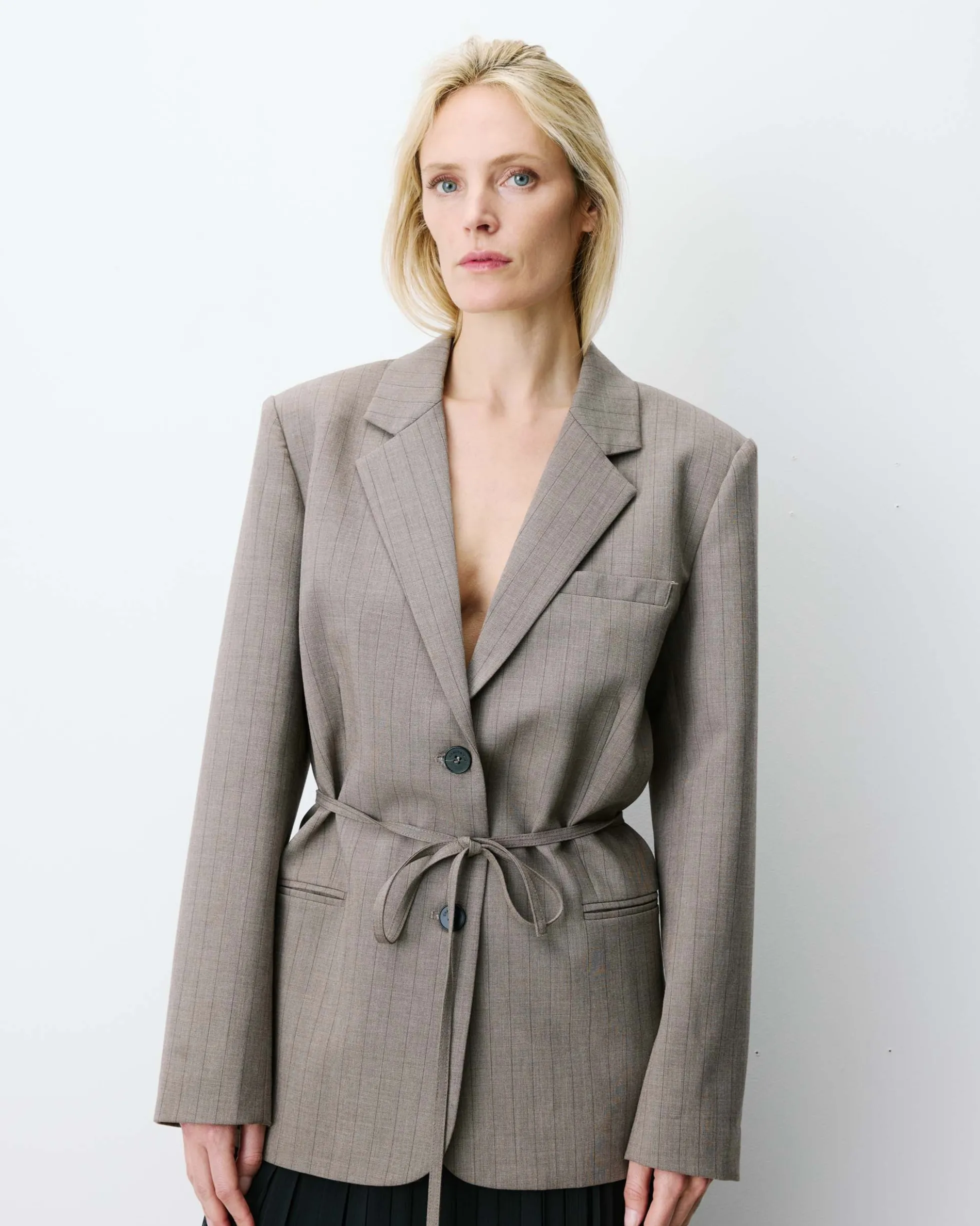 Blazer droit rayé cintré à la taille rayure Acario