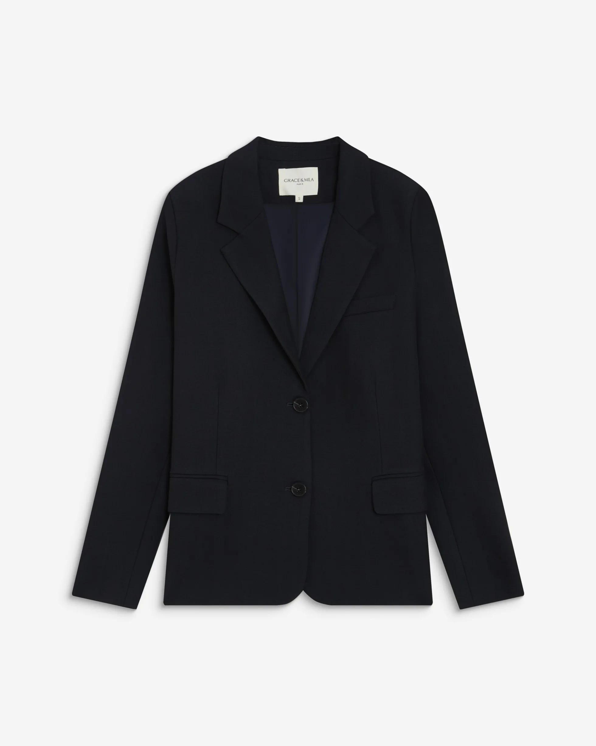 Blazer droit simple boutonnage à poches marine Alarick