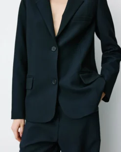 Blazer droit simple boutonnage à poches marine Alarick