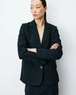 Blazer droit simple boutonnage à poches marine Alarick