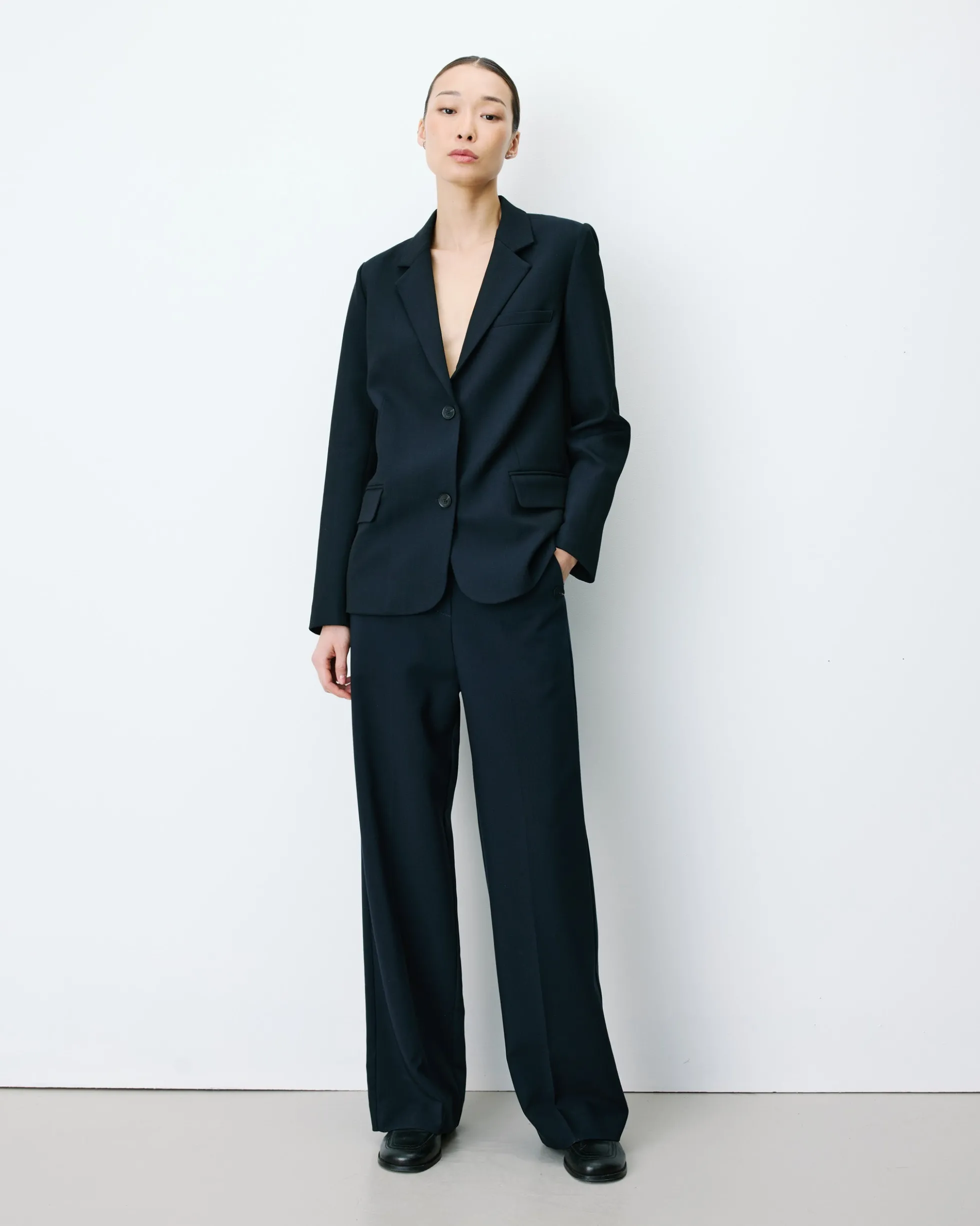 Blazer droit simple boutonnage à poches marine Alarick