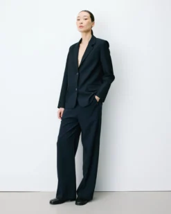 Blazer droit simple boutonnage à poches marine Alarick