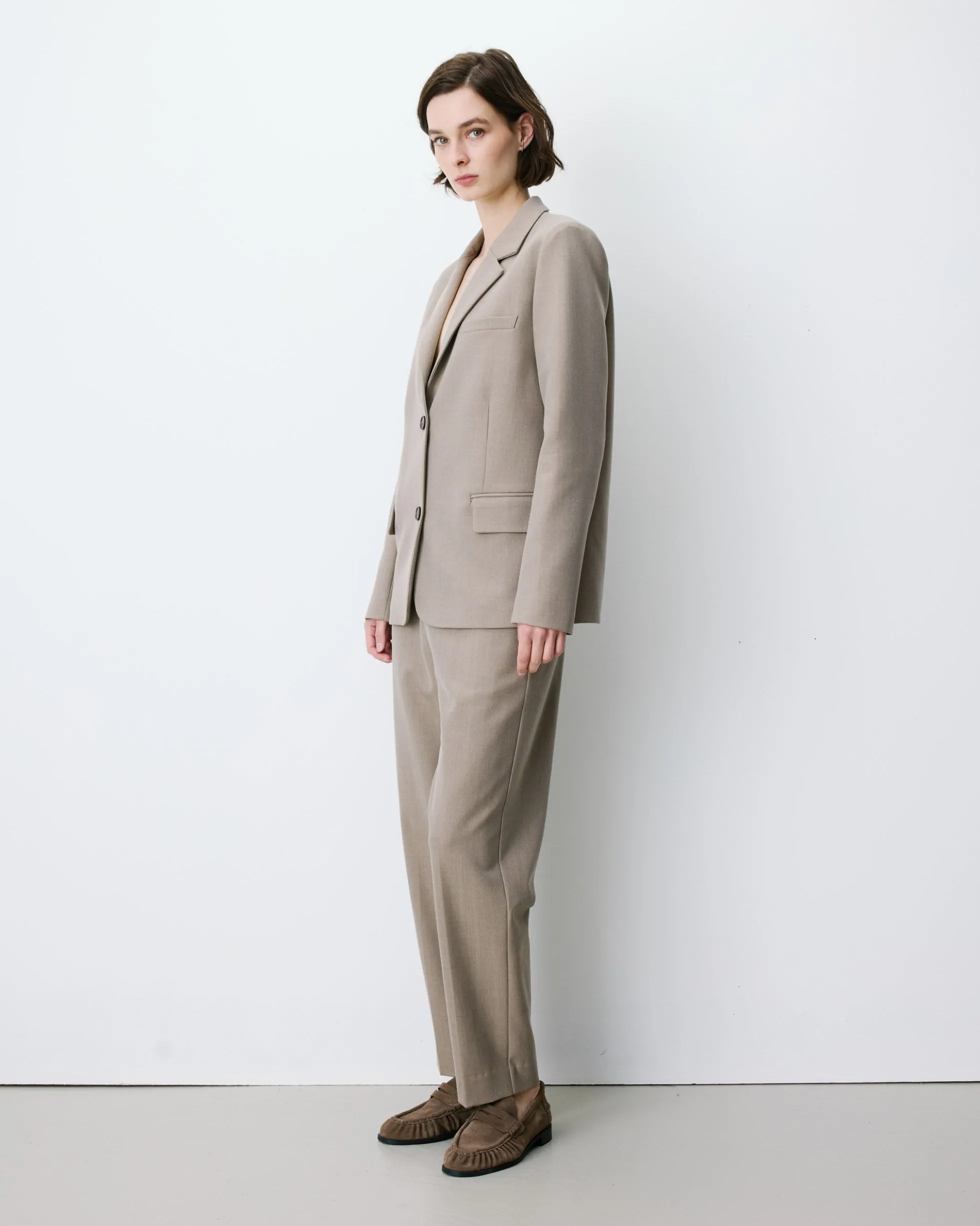 Blazer droit simple boutonnage à poches beige Alarick