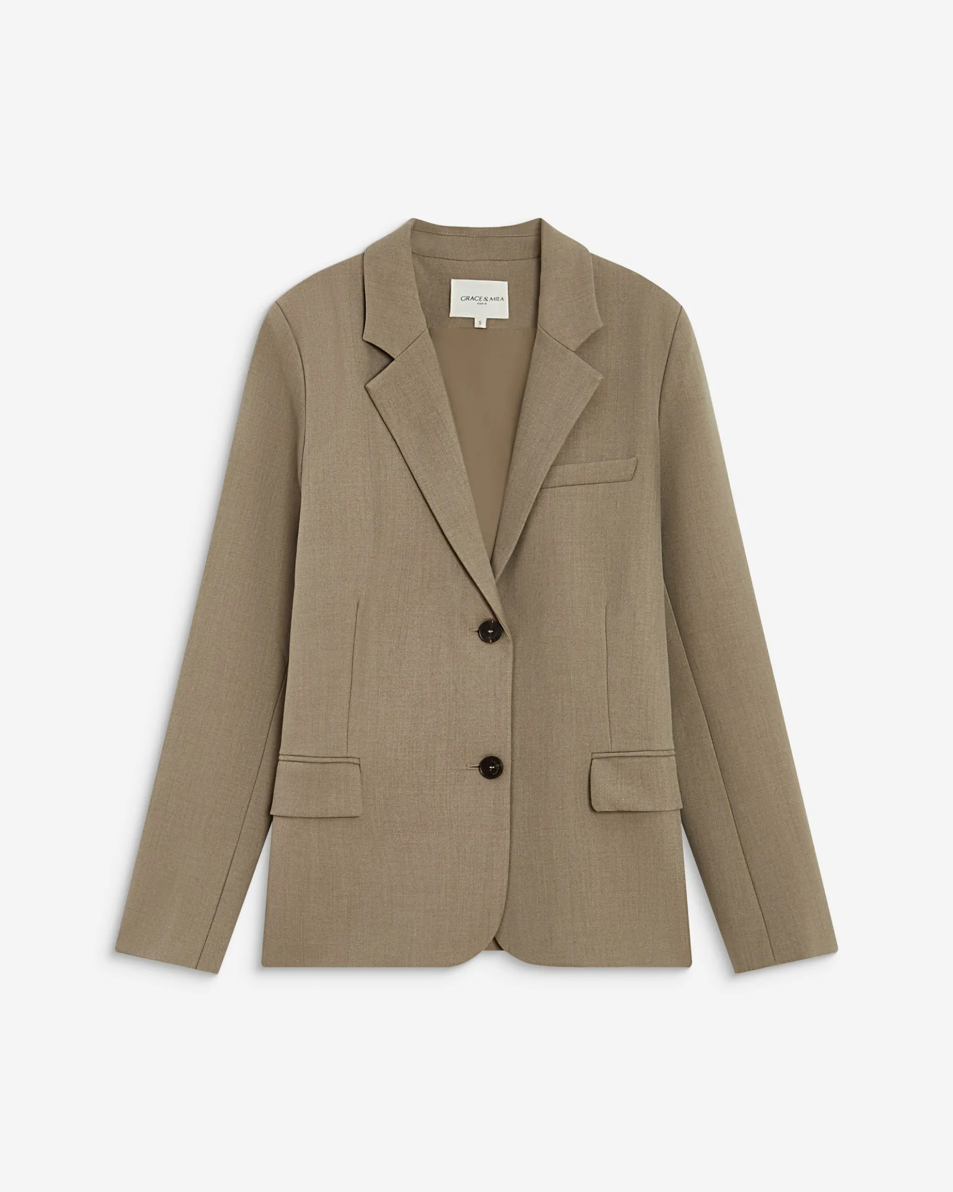 Blazer droit simple boutonnage à poches beige Alarick