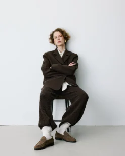 Blazer oversize structuré à boutons au dos chocolat Behati