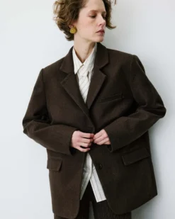 Blazer oversize structuré à boutons au dos chocolat Behati