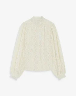 Blouse ample en dentelle boutonnée ivoire Anita