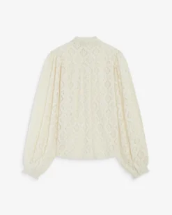Blouse ample en dentelle boutonnée ivoire Anita