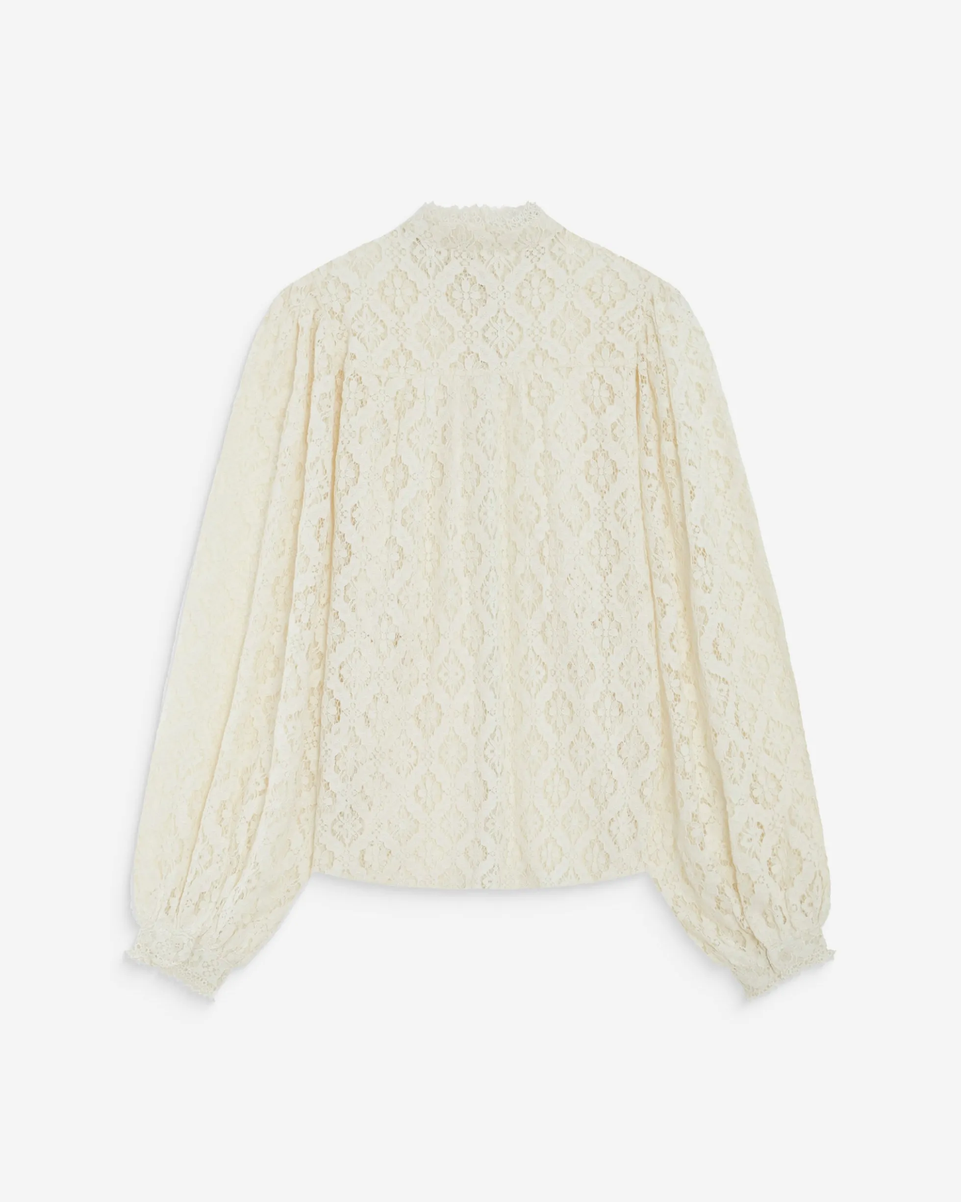 Blouse ample en dentelle boutonnée ivoire Anita