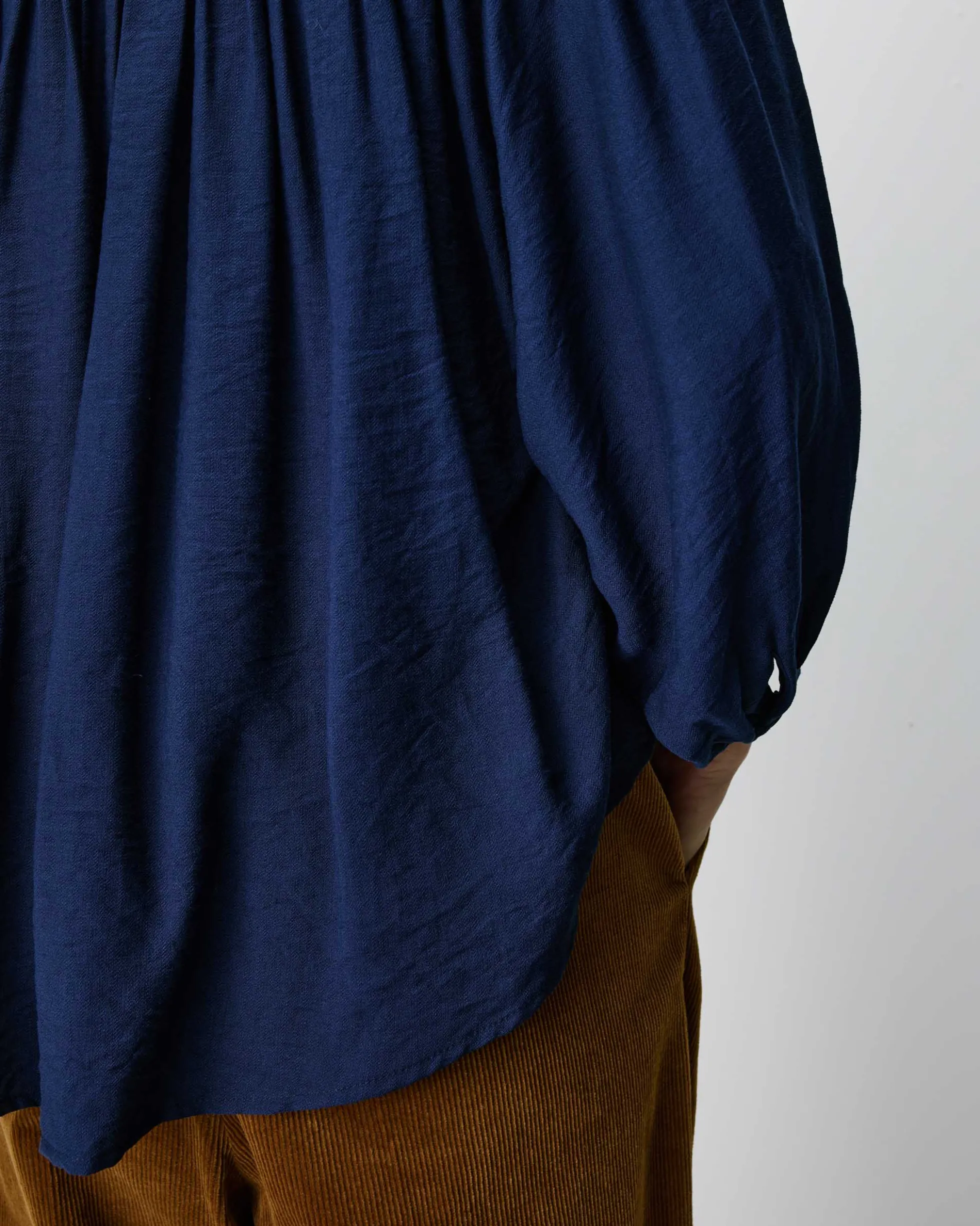Blouse ample manches bouffantes 3/4 col V marine Auriane