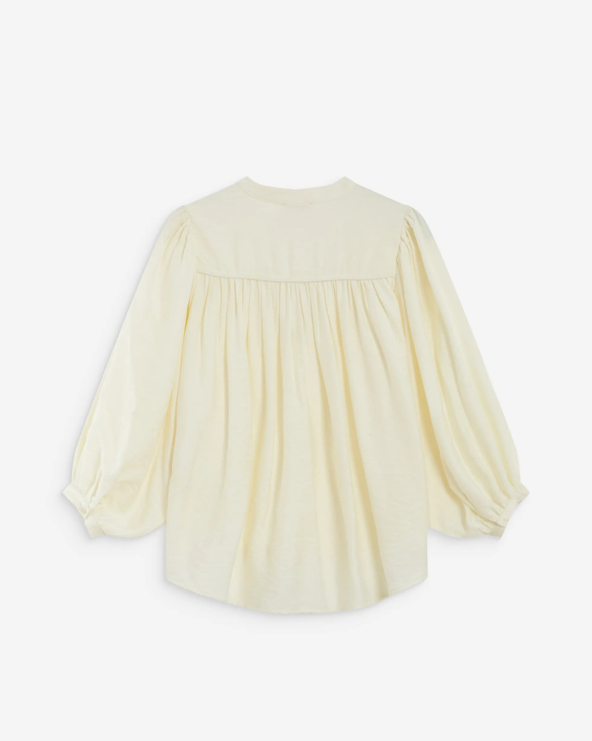 Blouse ample manches bouffantes 3/4 col V ecru Auriane