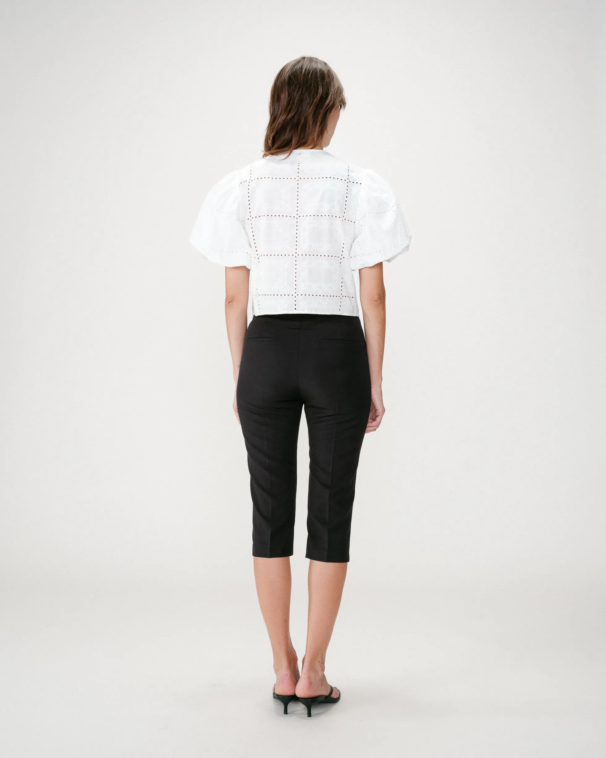 Blouse brodée à nouer manches ballon white Wylette