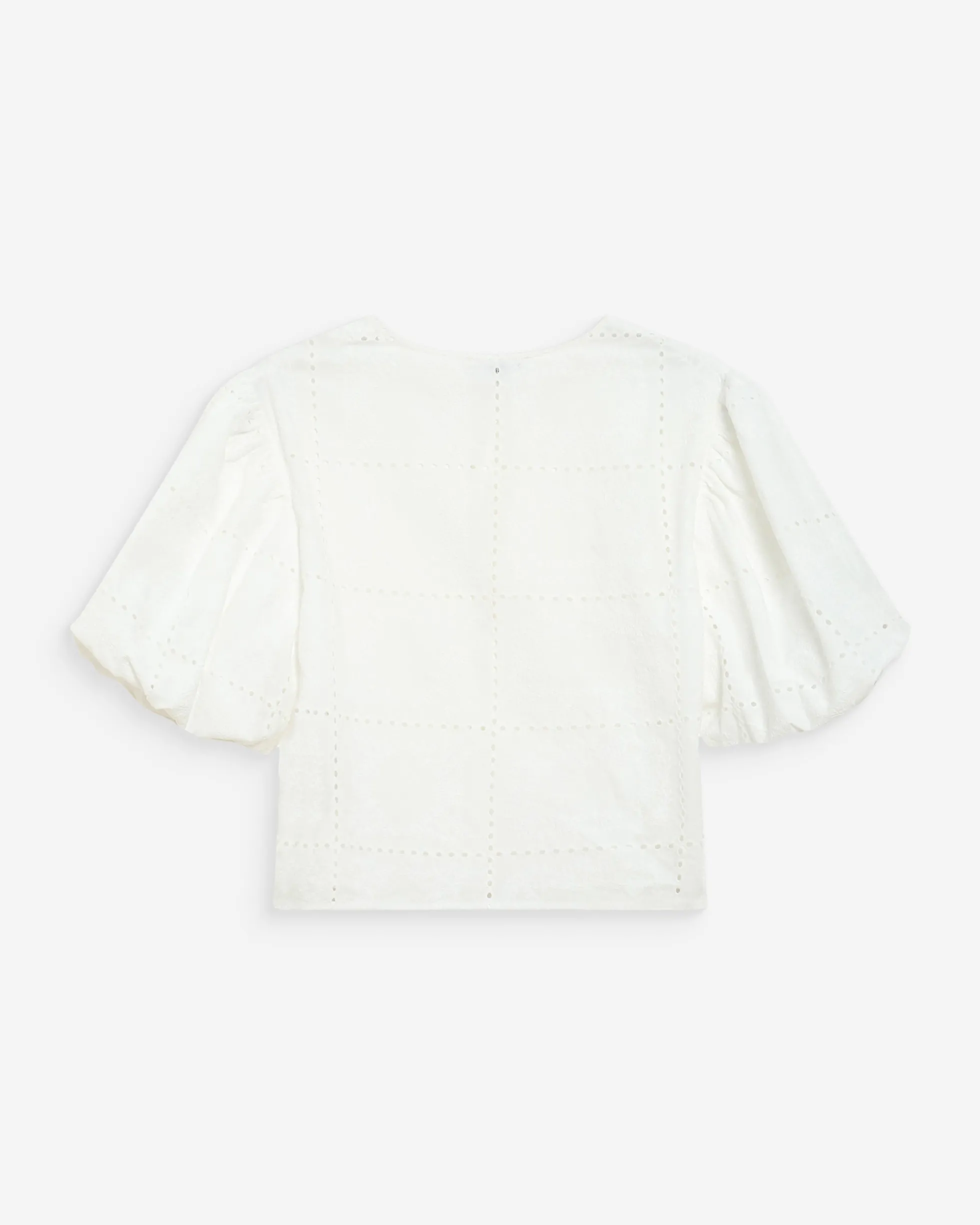 Blouse brodée à nouer manches ballon white Wylette