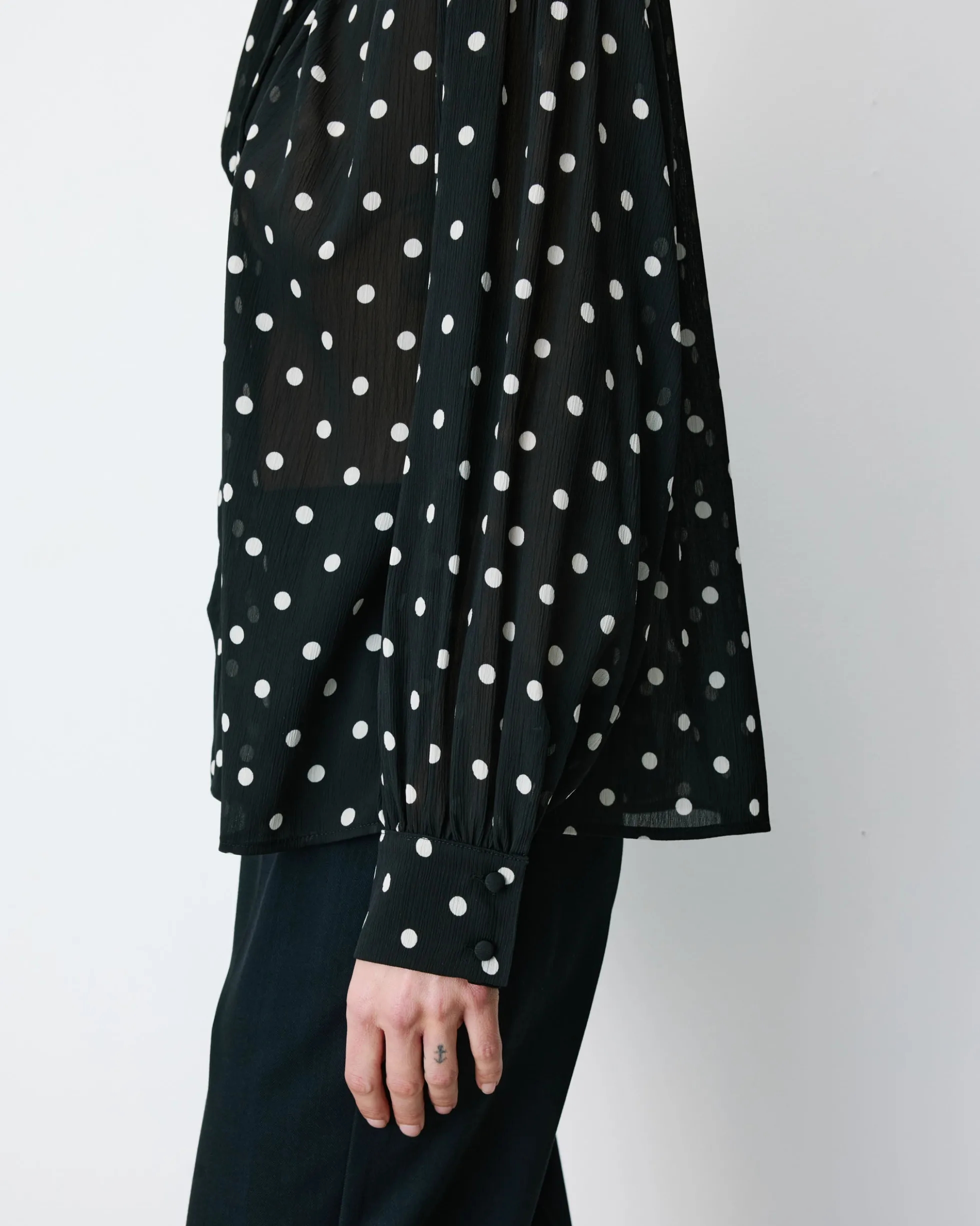 Blouse col lavallière manches longues pois Angelica