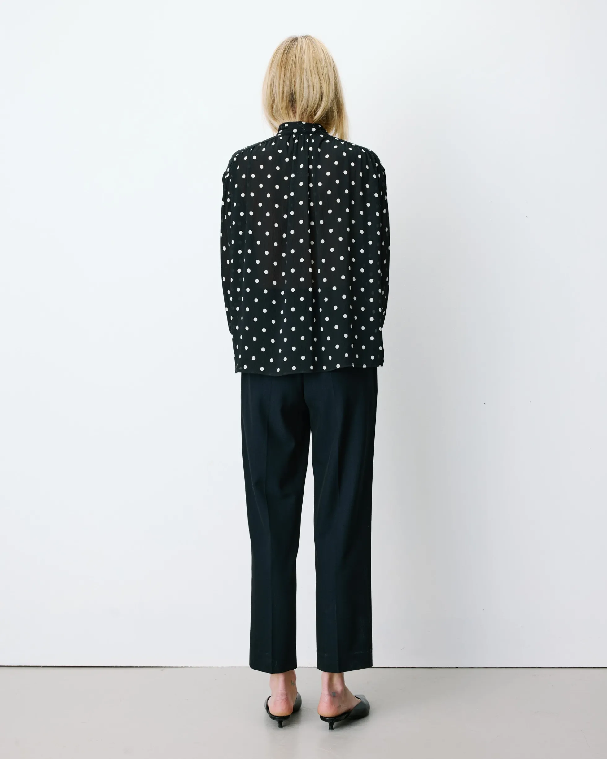 Blouse col lavallière manches longues pois Angelica