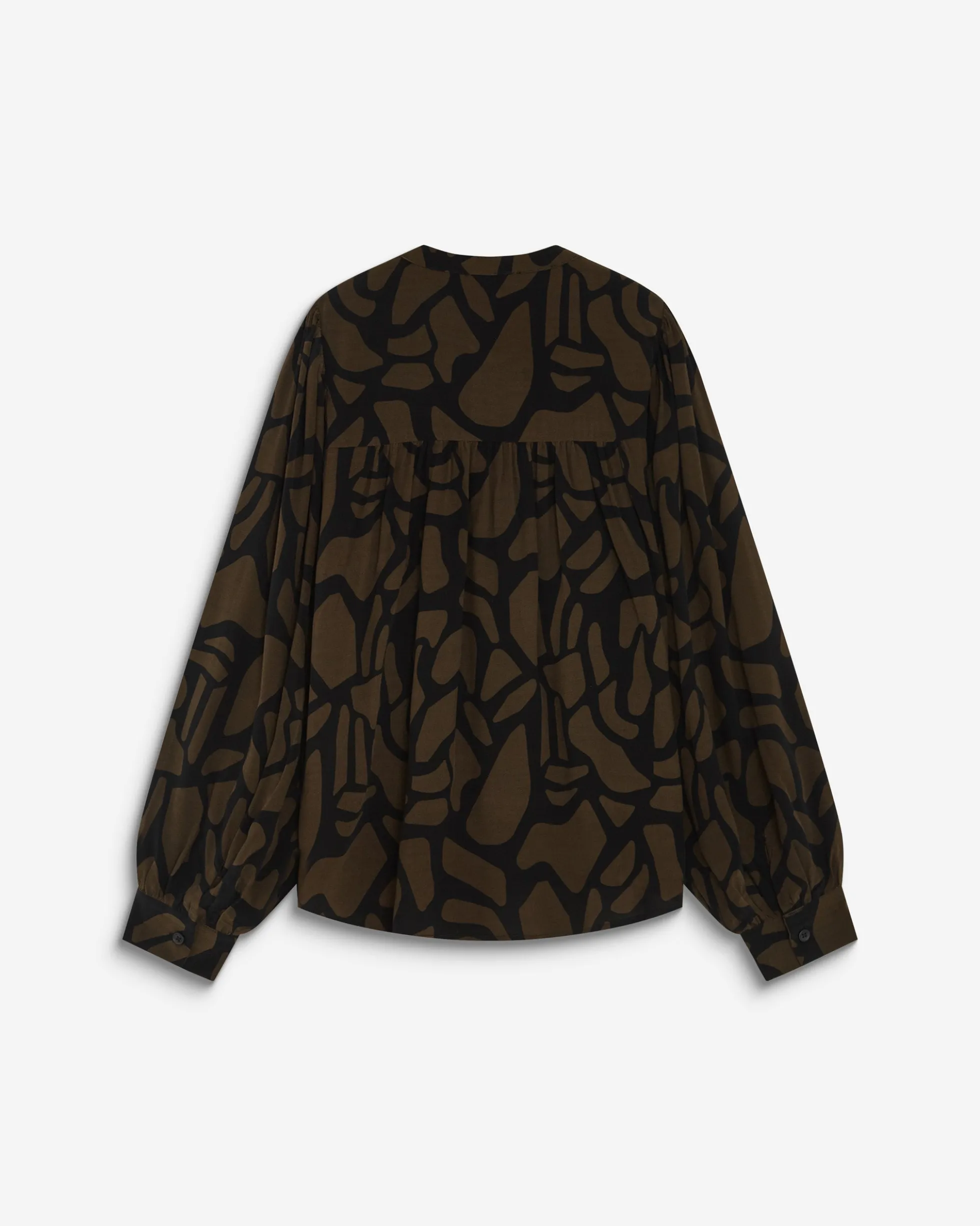 Blouse col V à imprimé géométrique kaki Ambrine